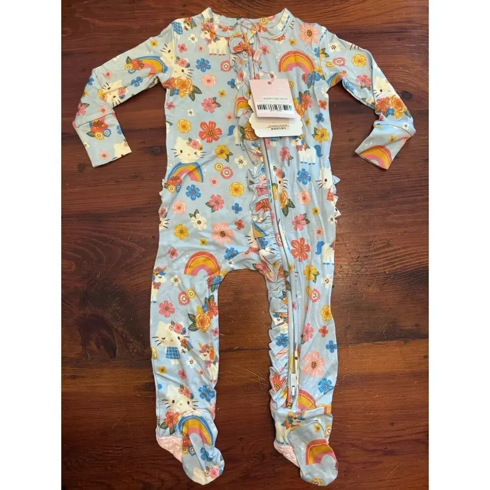 Posh Peanut Hello Kitty Summer Ruffle Footie bamboo Size 6-9 Months NWT